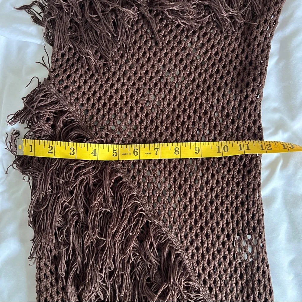 Tularosa Brown Knit One Shoulder Fringe Mini Dress Revolve Boho Festival XS - Picture 9 of 11